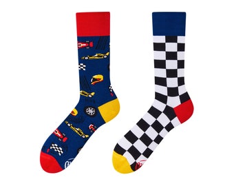 F1 socks from MANY MORNINGS, women's socks, men's socks, mismatched socks, colorful socks, gift for women, gift for men