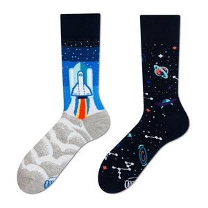 Space socks from MANY MORNINGS, women's socks, men's socks, mismatched socks, colorful socks, gift for women, gift for men image 1