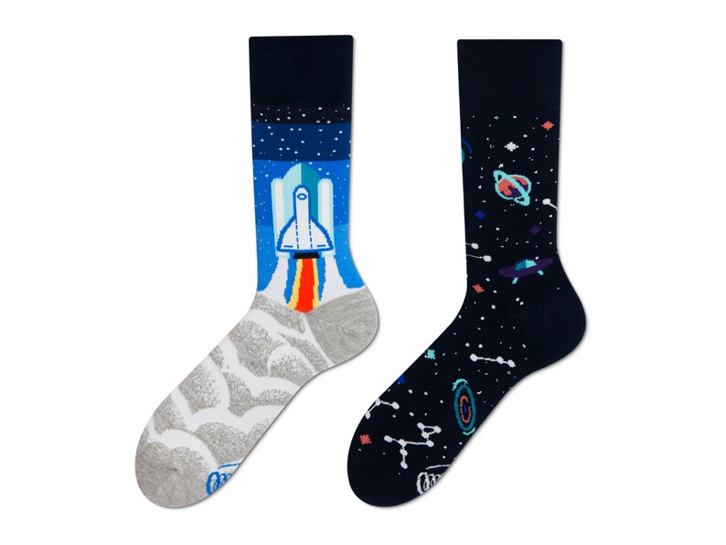 Space socks from MANY MORNINGS, women's socks, men's socks, mismatched socks, colorful socks, gift for women, gift for men 