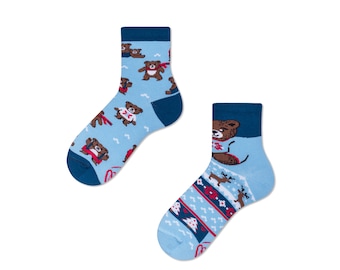 Winter Teddy kids socks from MANY MORNINGS, girls socks, boys socks, mismatched socks, colorful socks, children's socks, gift for kids