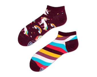 Chaussettes basses licorne de MANY MORNINGS, chaussettes pour femmes, chaussettes pour hommes, chaussettes dépareillées, chaussettes colorées, cadeau pour femmes, cadeau pour hommes