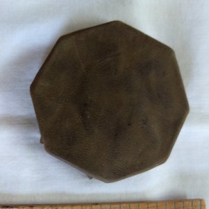 Khaki Brown Distressed Variegated Matte Handmade Pinwheel Coin Purse Genuine Leather Free Shipping image 3