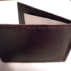 Cartera con clip para billetes, minimalista, hecha a mano, de cuero marrón oscuro, para tarjetas de crédito, envío gratis