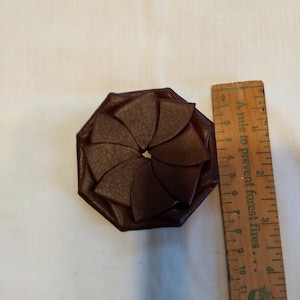 Medium Dark Brown Genuine Leather Handmade Pinwheel Vintage Style Coin Purse