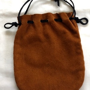 HAND SEWN  Rust Suede Leather Easy Open Pouch Re-enactment Jewelry, Dice,  Marbles Tobacco Ammo Tinder Possibles Bag