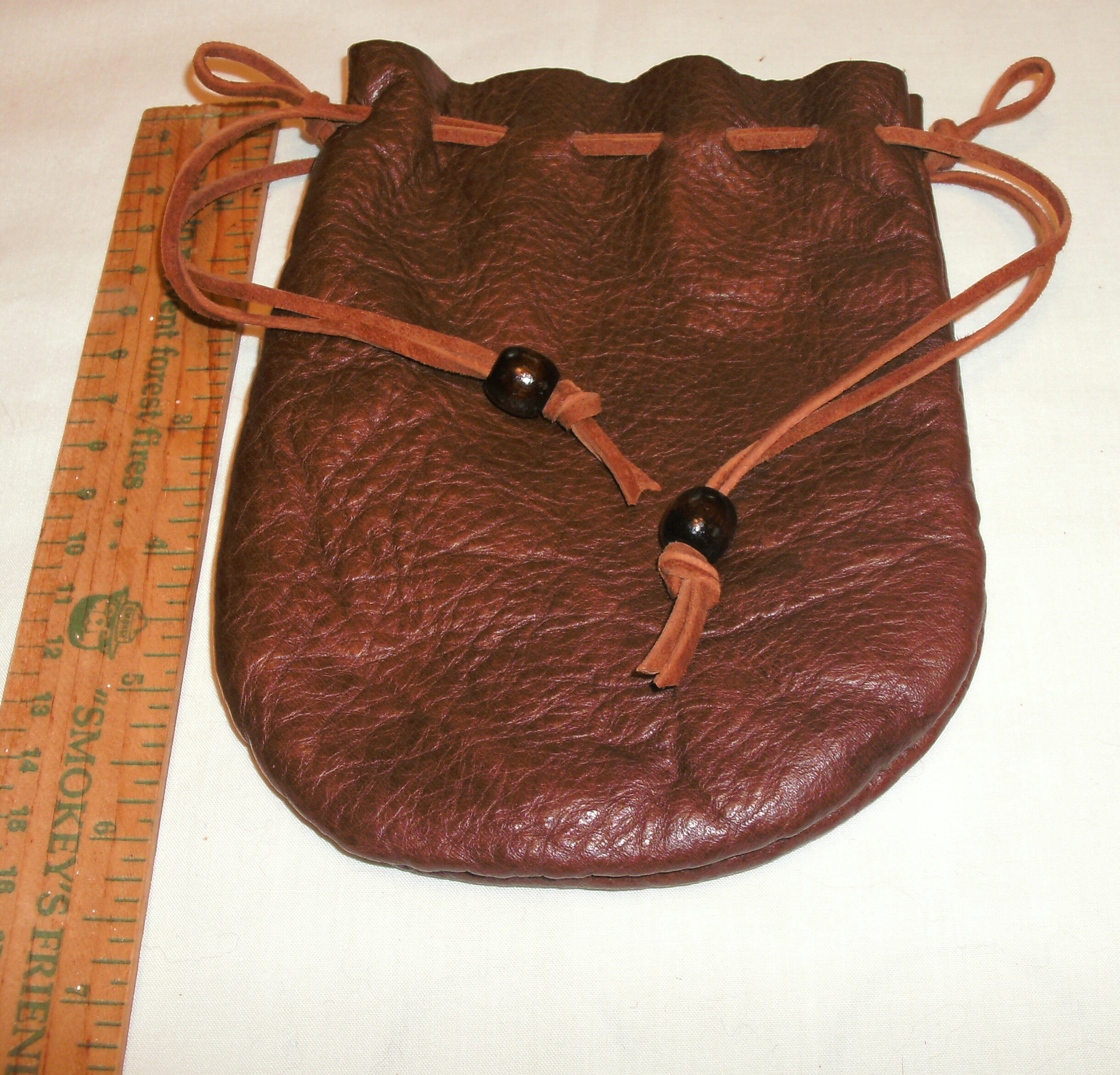 BROWN GENUINE LEATHER Hand Sewn Easy Open Possibles, Dice Bag, Re