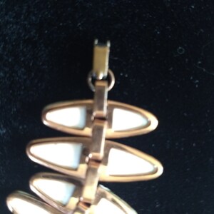 MATTISE Copper and White Enamel Vintage Bracelet 7 long Signed image 6