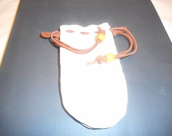 SALE 0n our SMALL Natural Deerskin HANDMADE Pouch Re-enactment, Jewelry, Dice, Marbles, Crystals, Tobacco, Pocket Knife,  Whatnot, Easy Open
