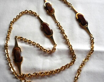 Brown  and Gold Chain Necklace Vintage Sarah Coventry? FREE SHIPPING