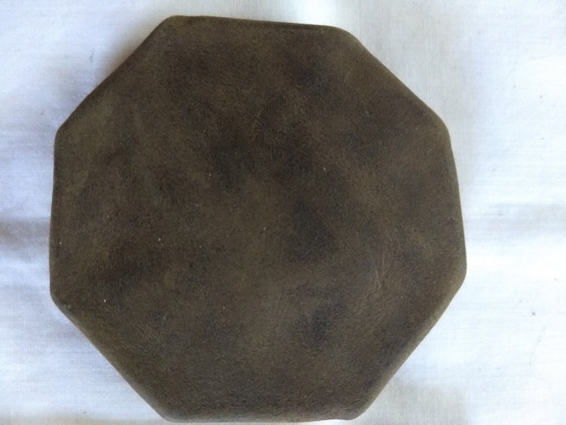 Khaki Brown Distressed Variegated Matte Handmade Pinwheel Coin Purse Genuine Leather Free Shipping image 2