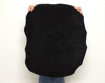 3-4 oz. BLACK Garment Suede Leather Hide for Native American SCA LARP Buckskin Crafts Bags Lining Taxidermy   5-7 Square Feet