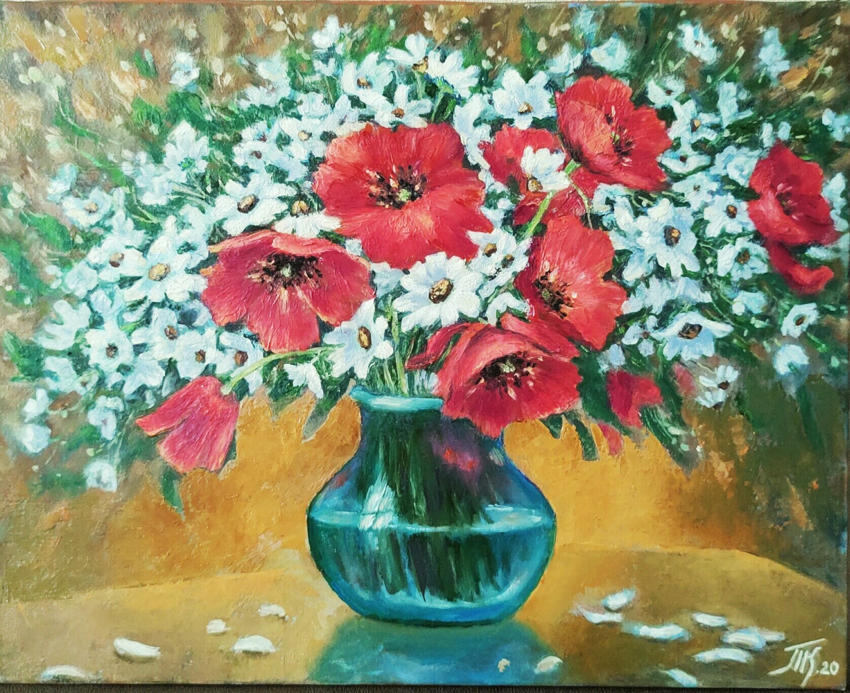 Ölgemälde Stillleben mit Mohnblumen. Vase mit Blumen. Blumen | Etsy