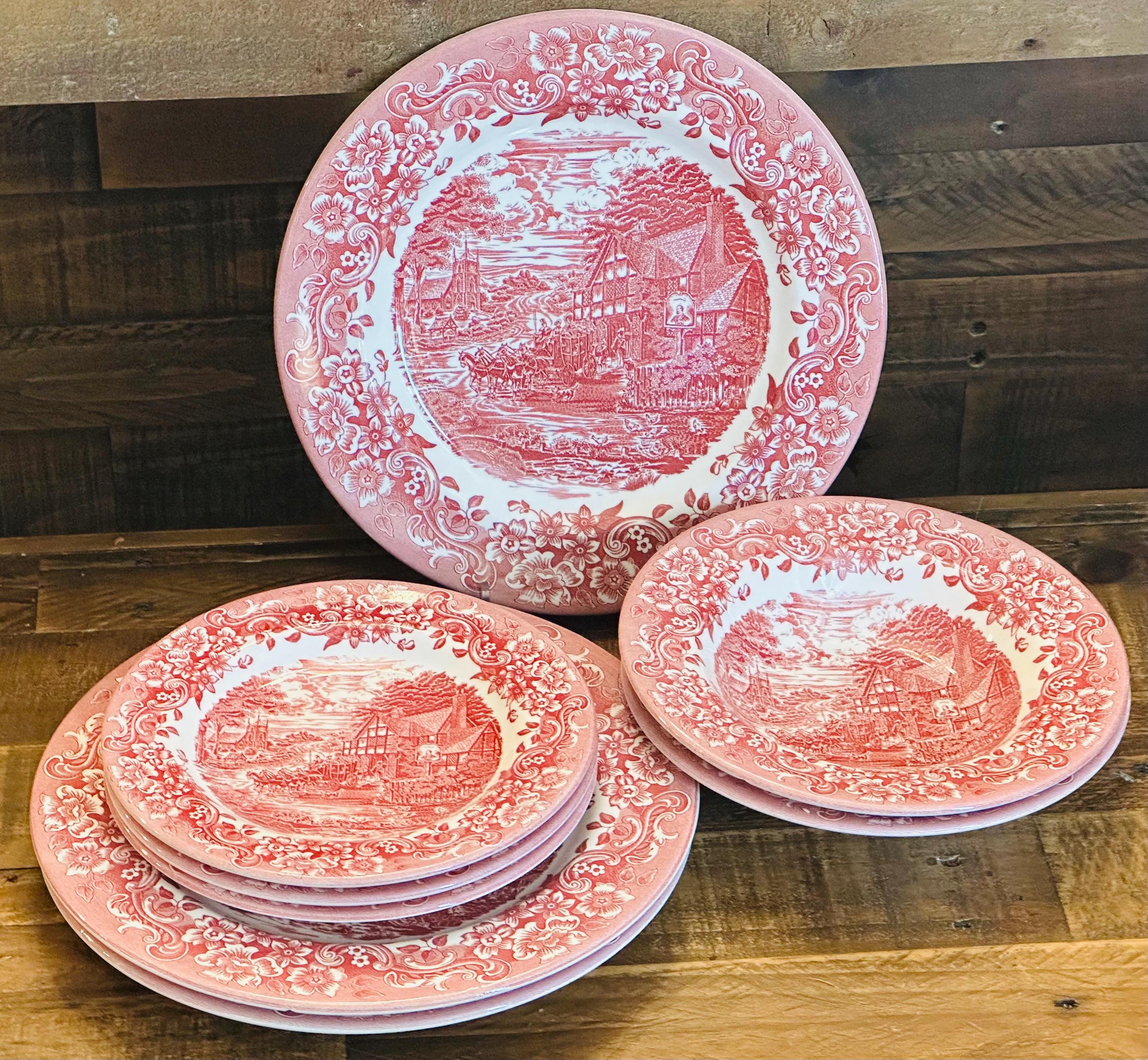 Staffordshire Engravings 17th Century Transferware Pink Red Scene