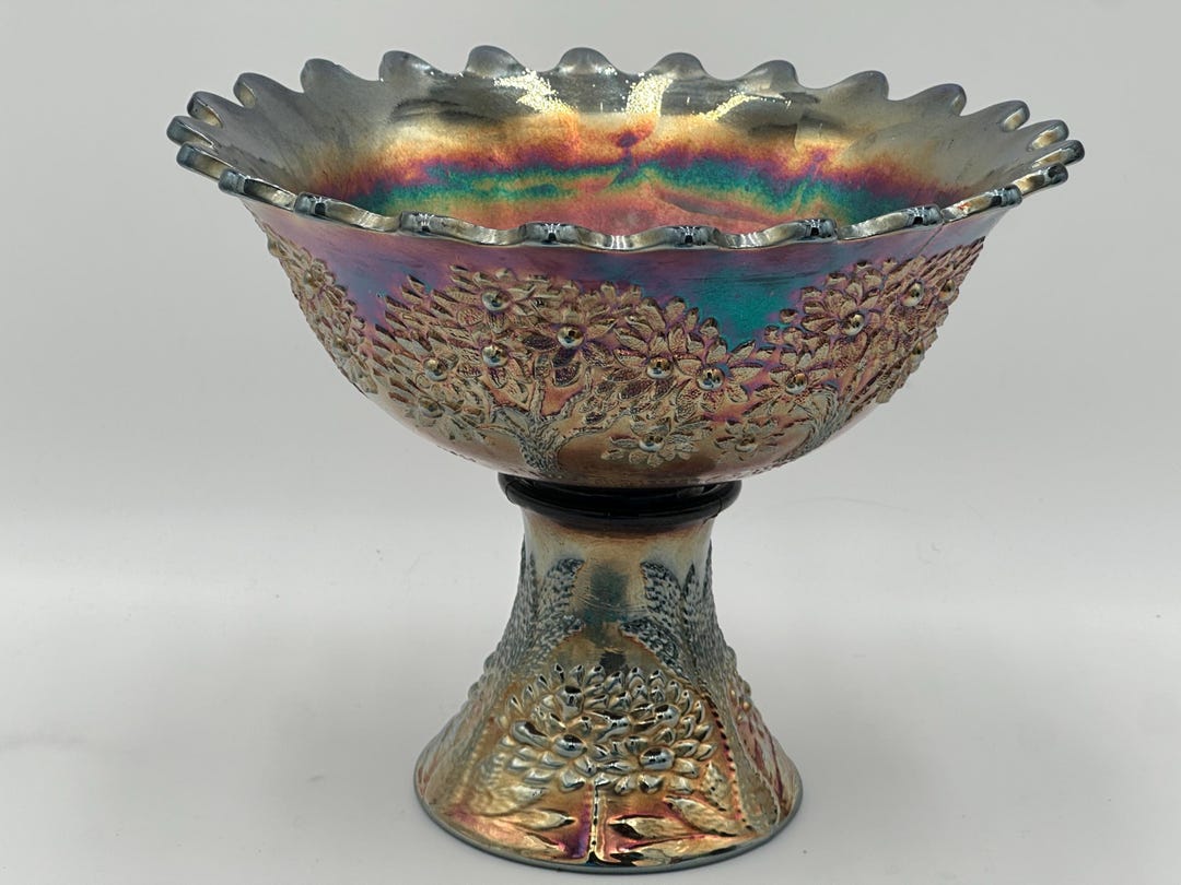 Fenton Amethyst Carnival Glass Orange Tree Punch Bowl W/ Base - Etsy