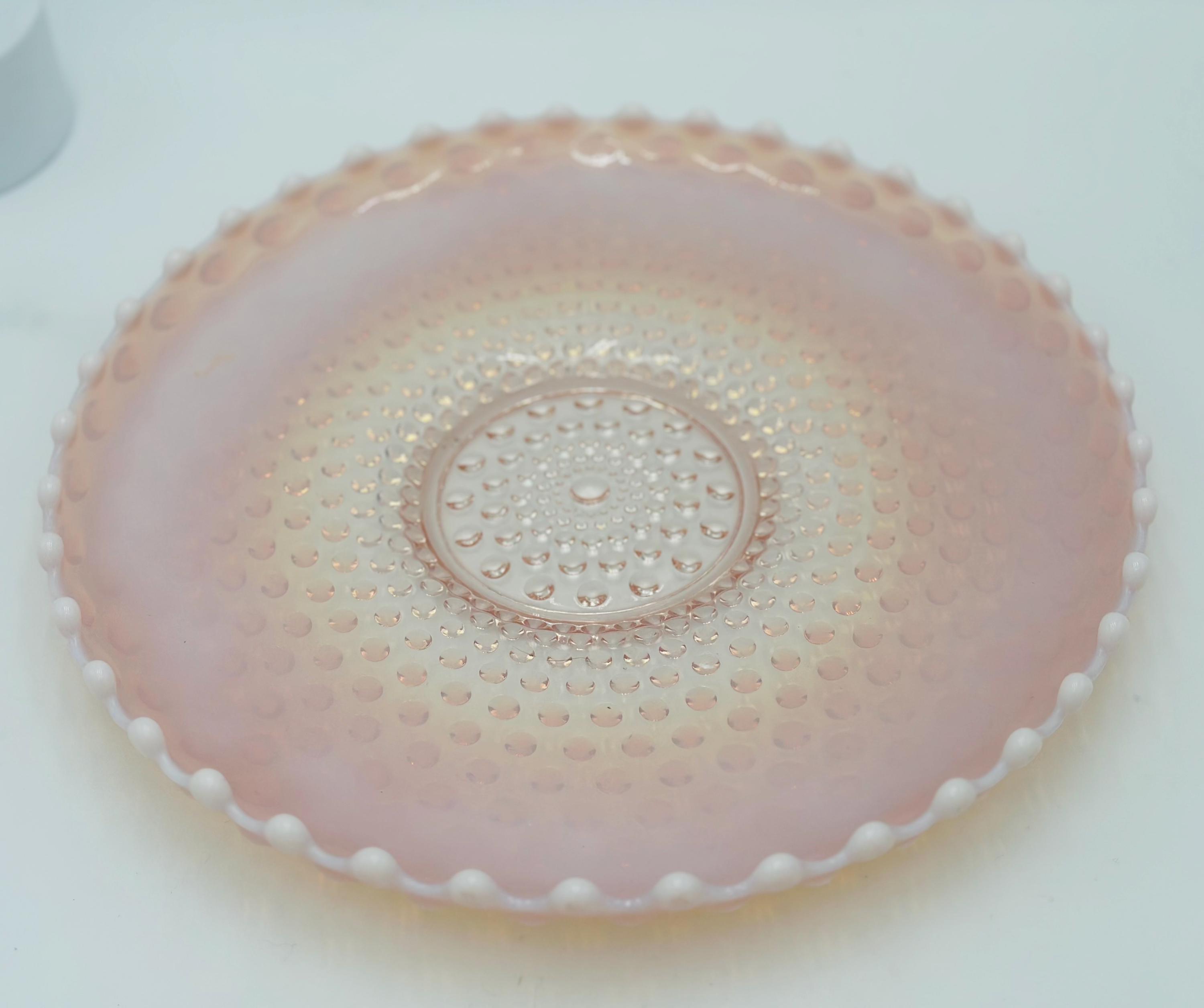 Duncan Miller Pink Opalescent Hobnail 13” Plate Platter Punch Bowl Duncan Miller Pink Opalescent Hobnail 13” Plate Platter Punch Bowl