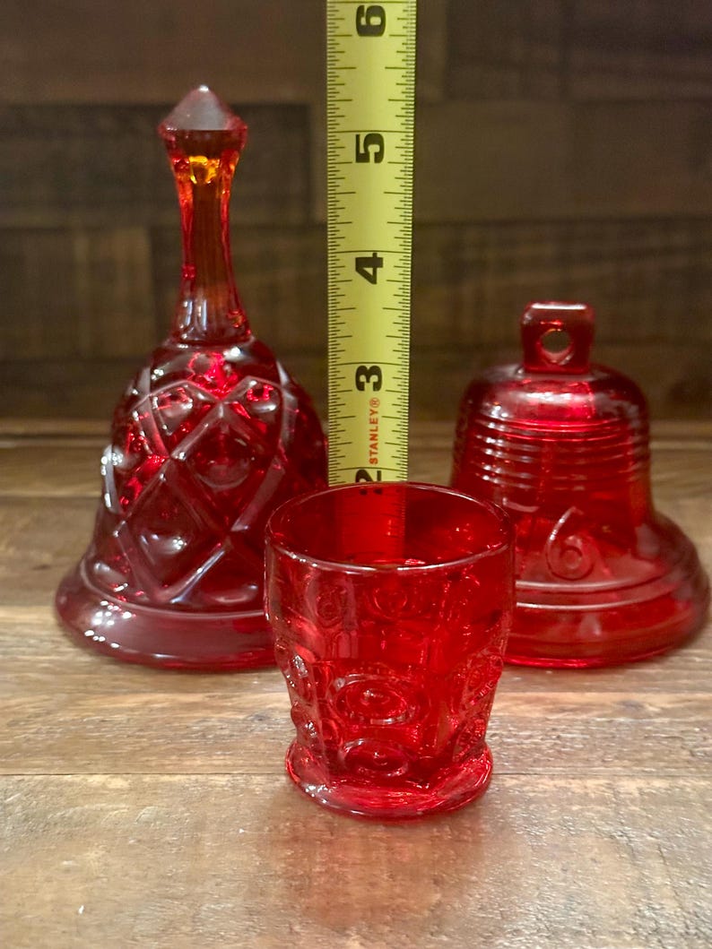 Viking Glass Ruby Red Lot Liberty Bell 76 Yesteryear Bell Toothpick ...