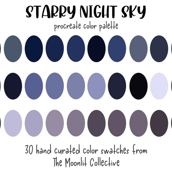 Starry Night Sky Procreate Color Palette | 30 colors | Color Palette | Procreate | Instant Download | Digital Download