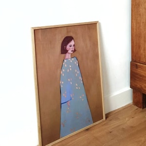 A2 Grande affiche Lumière du soir - Impression de peinture Portrait Femme Visage Illustration - Art Peinture acrylique Impression moderne Art mural