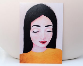 Card Portrait Trust - A6 Card of Original Painting Lady - Stationary Postcard Face woman Wall Art Decoration Artwork print Acrylic Modern