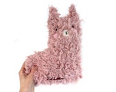 Alpaca Plush - Handmade Plushie Llama Soft Children Gift Felt Felted  Playroom Stuffed animal Pink Fluffy Pompoms Safety Eyes Pastel