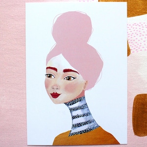 Golden Moments A6 Card of Original Painting Lady Stationary Postcard Face Girl woman Wall Art Decoration Artwork print Acrylic Modern image 2