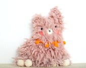 Pink fluffy Alpaca Ornament - Handmade Plush Plushie Llama Soft Children Nursery Playroom Gift Felt Felted Door Hanger Stuffed animal kawaii