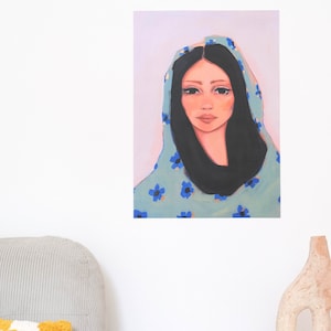 Centaurea - A2 Poster - Original Painting Portrait Women - Face Wall ...