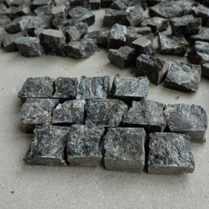 Natural Black Labradorite Mosaic Stone | Hand Cut Stone Tiles | Raw Stone for Mosaics, Crafts, Landscaping | 1 lb