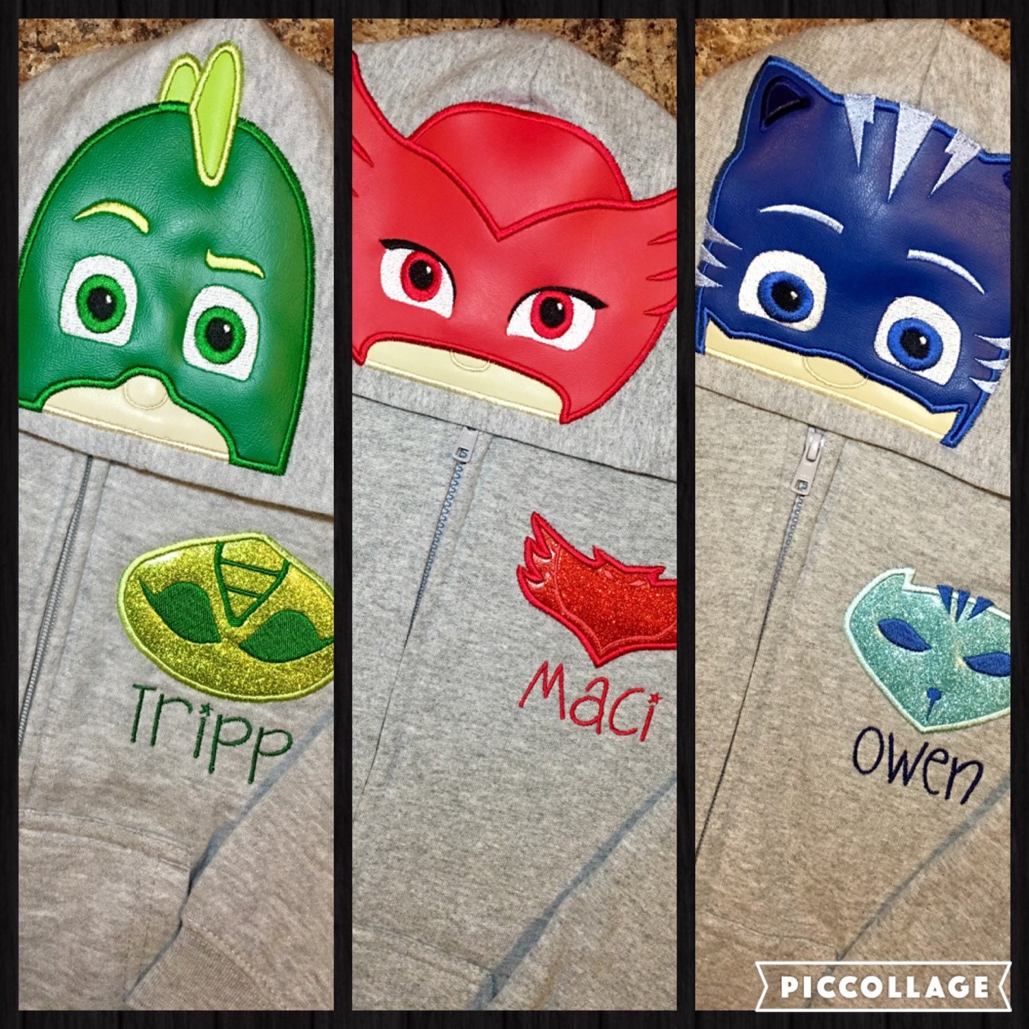PJ Masks Inspired Hoodie Zip Jacket Kids thru Adult Sizes Etsy