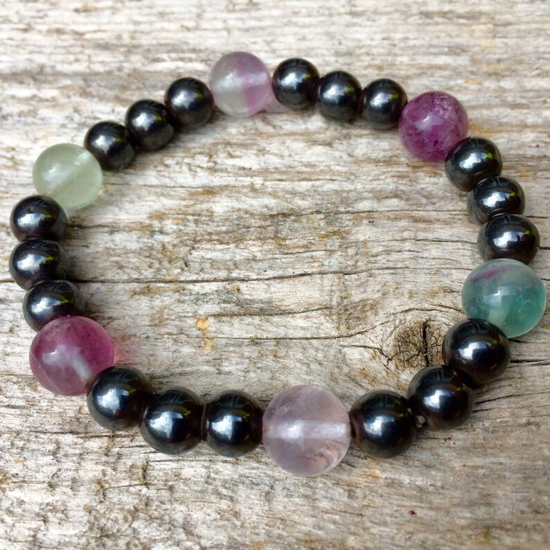 Magnetic Hematite and Fluorite Healing Bracelet Pain Relief image 3