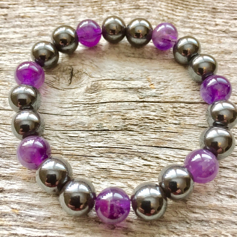 Magnetic Hematite and Amethyst Pain Relief Bracelet image 2