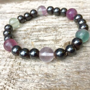 Magnetic Hematite and Fluorite Healing Bracelet Pain Relief image 4