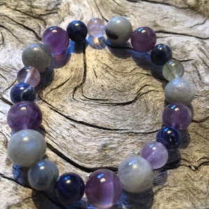 Insomnia Healing Gemstone Bracelet Promotes Restful Sleep. A combination of 8 and 10 mm beads. image 3