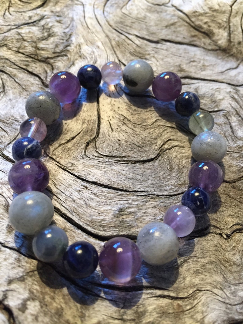 Insomnia Healing Gemstone Bracelet Promotes Restful Sleep. A combination of 8 and 10 mm beads. image 3