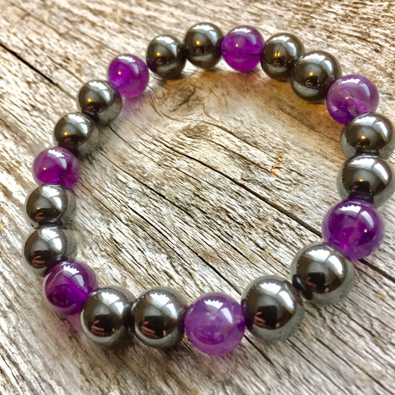 Magnetic Hematite and Amethyst Pain Relief Bracelet image 1