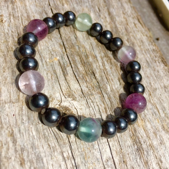 Magnetic Hematite and Fluorite Healing Bracelet Pain Relief | Etsy