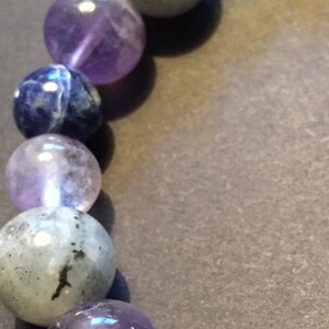 Insomnia Healing Gemstone Bracelet Promotes Restful Sleep. A combination of 8 and 10 mm beads. image 5