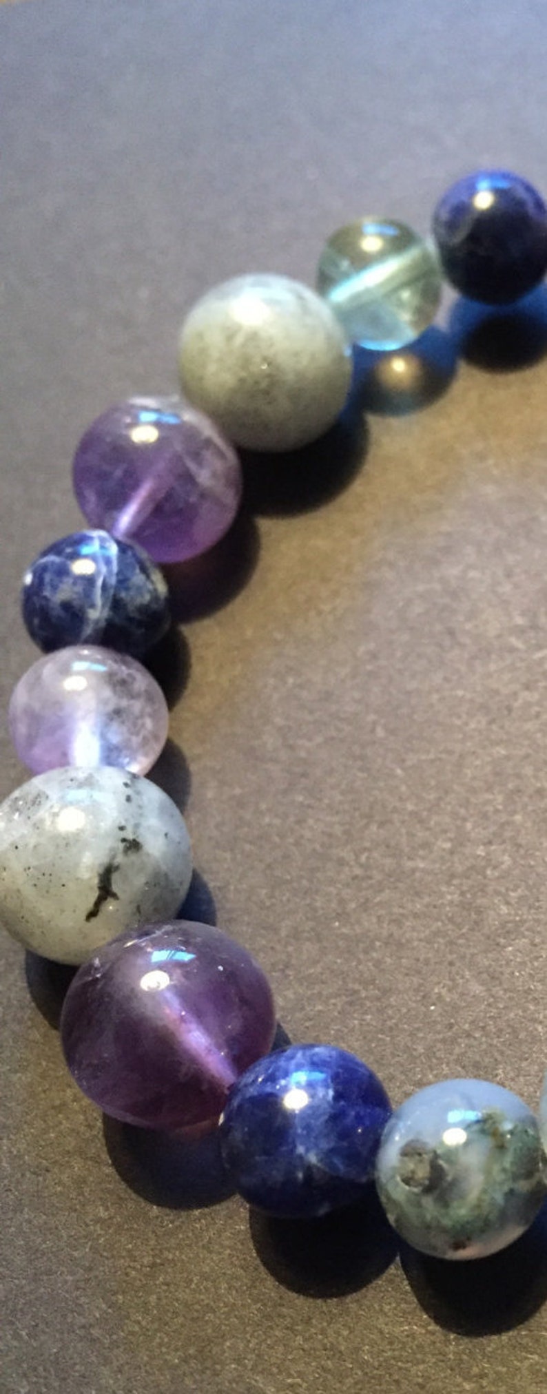 Insomnia Healing Gemstone Bracelet Promotes Restful Sleep. A combination of 8 and 10 mm beads. image 5