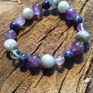 Insomnia Healing Gemstone Bracelet Promotes Restful Sleep. A combination of 8 and 10 mm beads. image 4