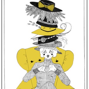 Carte de voeux vierges, accro du shopping, illustration, modiste, chapeaux