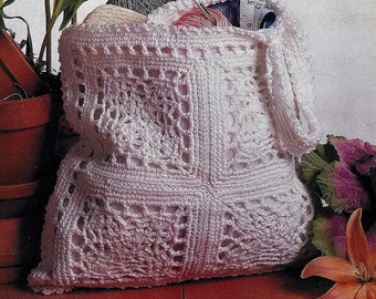Crochet Granny Square Bag Pattern, Market Tote, Crochet Yarn Bag PATTERN, - PDF Download