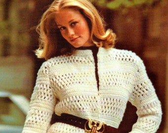 Crochet Car Coat Pattern, Crochet Jacket Wrap Coat Pattern,  Crochet Retro PATTERN, Cardigan Sweater pattern- PDF Download
