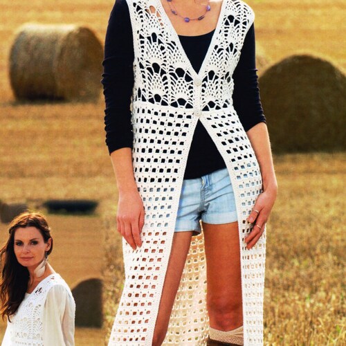 Boho Duster Crochet Fringe Vest Pattern PDF Download Boho - Etsy