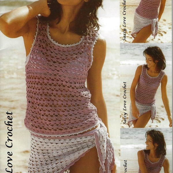 Crochet U.K. Tank Top Sarong/Vest Pattern, Summer Beach Ladies Women's Wrap Around Skirt, Crochet Top Pattern, PDF Download - U.K. Version