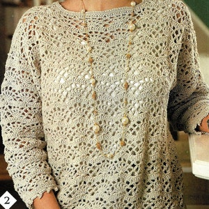 Crochet Top Pattern, Easy Fan Lace  Tunic Pattern- PDF Download