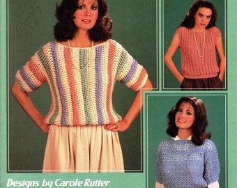 Crochet E-Book Leisure Arts Spring Crochet Sweaters  Pullover Leaflet 347 - Crochet Patterns - PDF Download U.S.Version