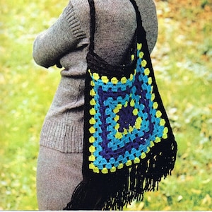 Gehäkelte Schwarze Boho Riesen Hippie Geldbörse Tasche Satchel Cross Body Tote Muster- PDF Download