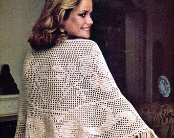 Crochet Wrap Filet Shawl Pattern, Triangle Lace Pattern, Shawl, Wrap, Scarf, - - PDF Download