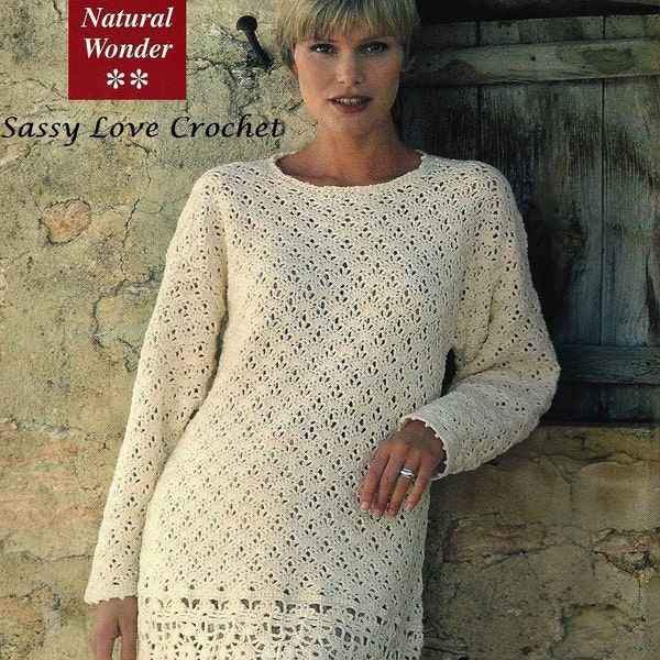 Crochet Sweater Pattern, Crochet Tunic Pattern, Sweater Tunic Top Pattern, Crochet Womens Sweater Pattern -  Plus Sizes- PDF DOWNLOAD