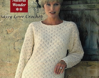 Crochet Sweater Pattern, Crochet Tunic Pattern, Sweater Tunic Top Pattern, Crochet Womens Sweater Pattern -  Plus Sizes- PDF DOWNLOAD